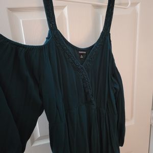 Torrid Cold Shoulder dark Teal Blouse